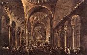 GUARDI, Francesco Doge Alvise IV Mocenigo Appears to the People in St Mark's Basilica in 1763 oil